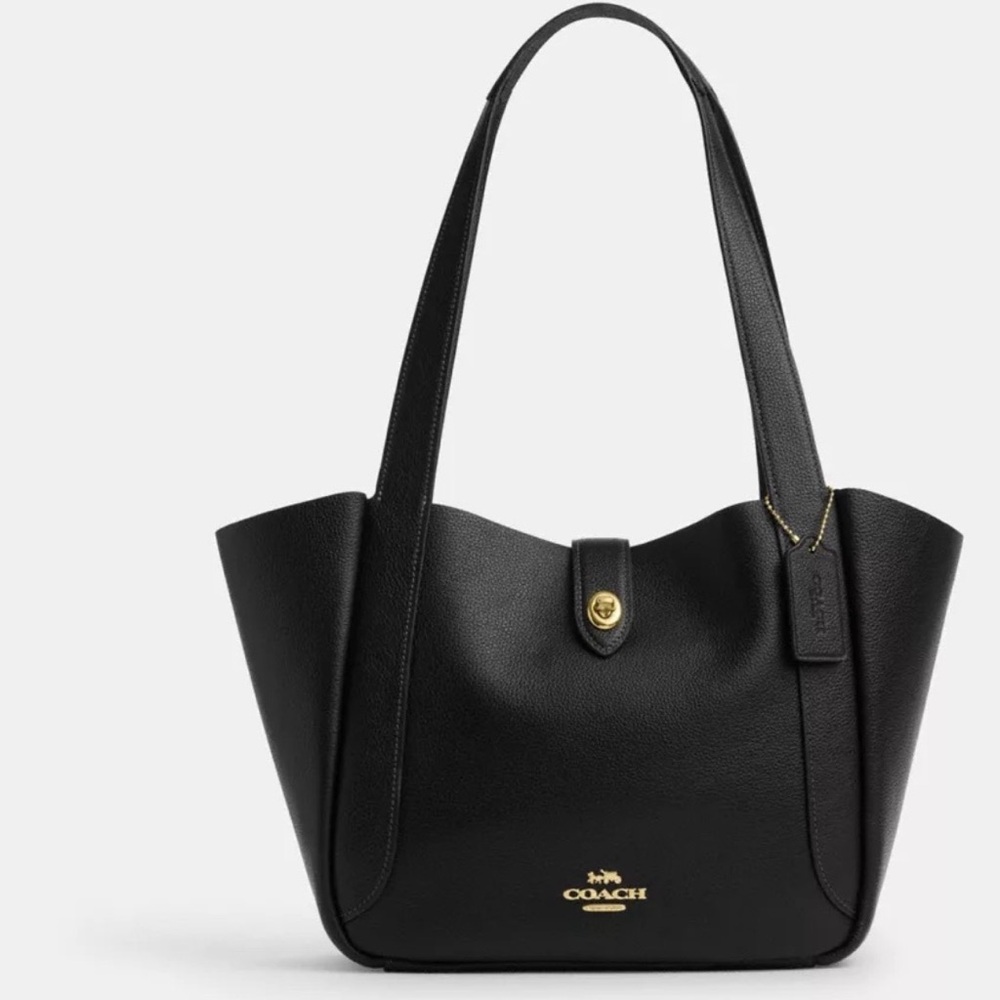 COACH Hadley Turnlock Black Calf Leather Tote Bag